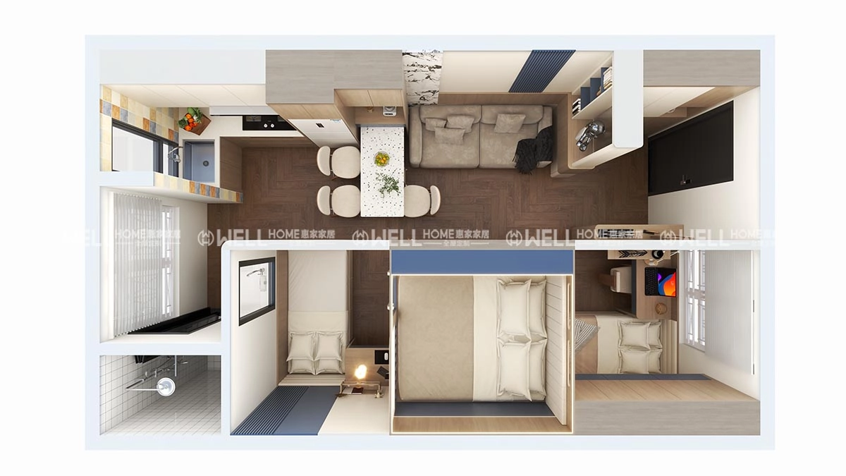 【彩石邨公屋實例】3-4人單位廳間房輕柔簡約風設計